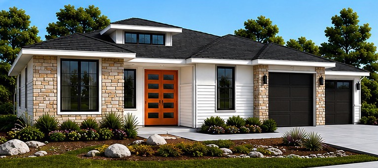 The Heirloom Contemporary C elevation &mdash; 7107 Healthland Drive