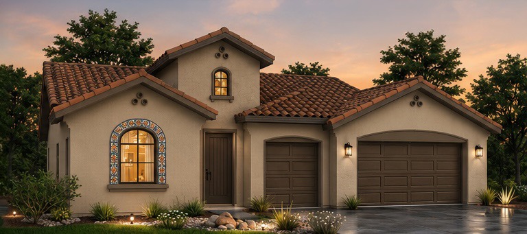 The Shasta Spanish A elevation &mdash; 7121 Gladeview Lane