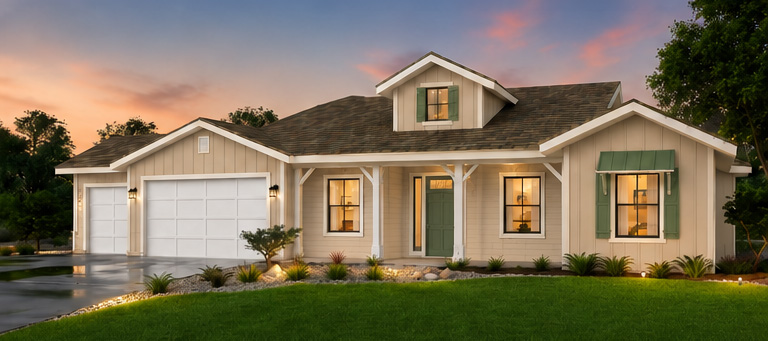 The Sonoma Farmhouse B elevation &mdash; 7000 Travata Court