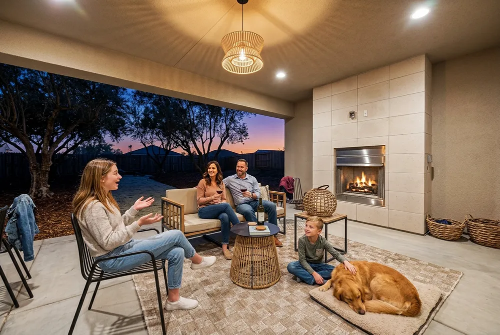 Relaxing on a covered patio