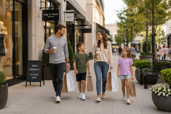 Shoppers strolling a downtown Bakersfield street