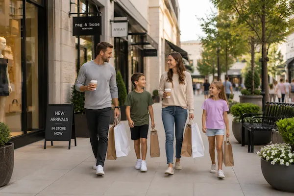 Shoppers strolling a downtown Bakersfield street